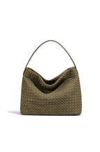 Grand sac fourre-tout femme tressé, poignée, sept coloris, vert