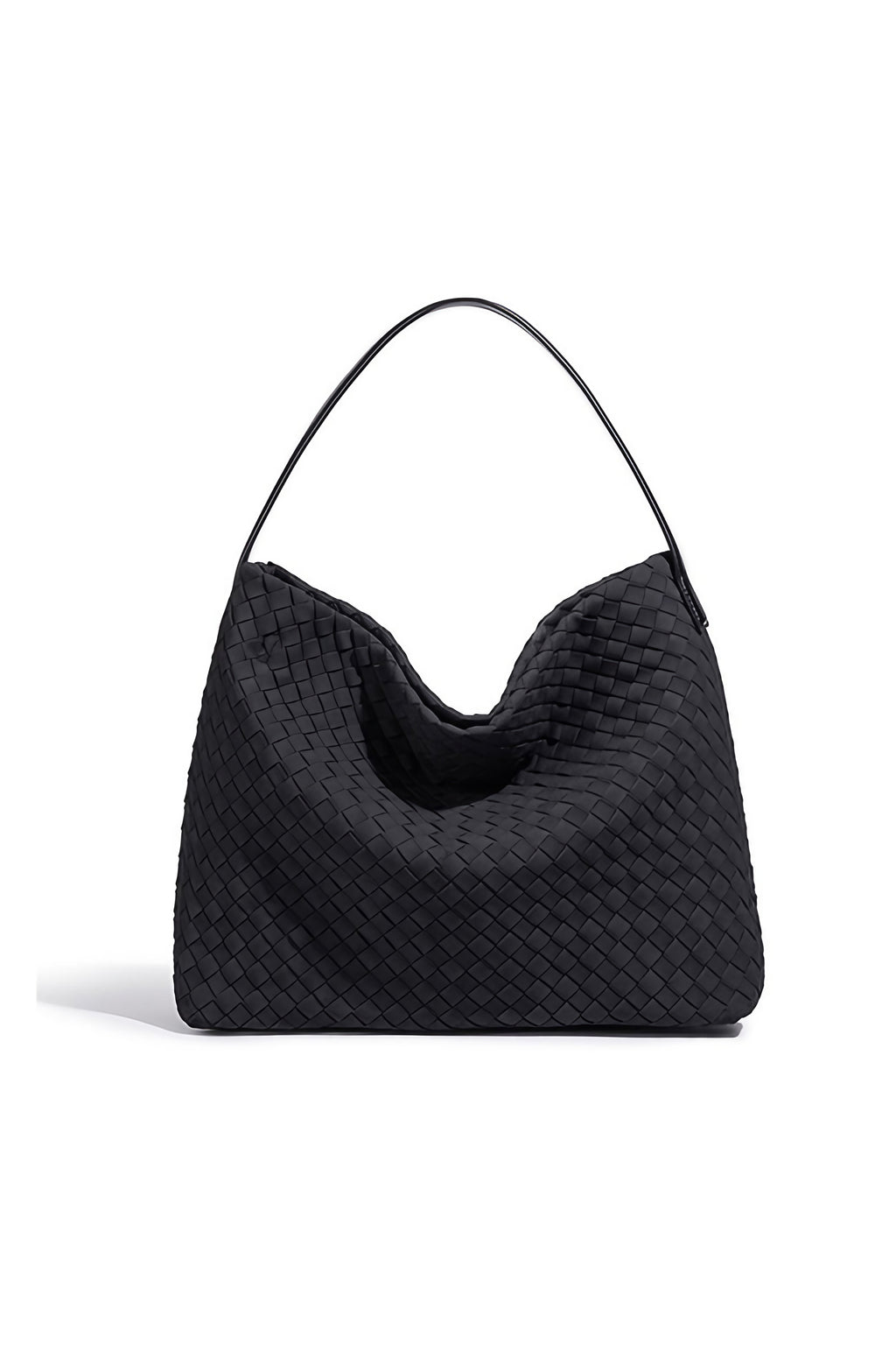 Grand sac fourre-tout femme tressé, poignée, sept coloris, noir