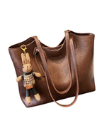 Sac fourre-tout femme en similicuir vieilli, bijou amovible