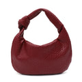 Sac hobo femme en similicuir aspect tressé, fermeture zippée, bordeaux