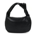 Sac hobo femme en similicuir aspect tressé, fermeture zippée, noir