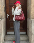 Sac hobo tressé femme à anse souple, fermeture zippée