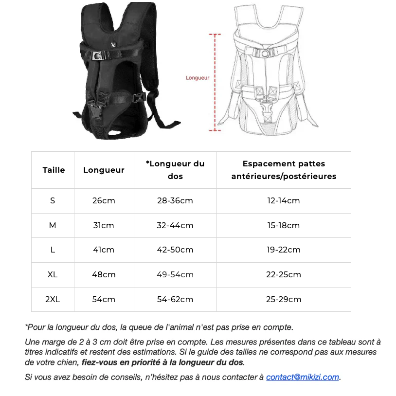 Sac de transport chien 2 en 1, ventral ou dos, imperméable