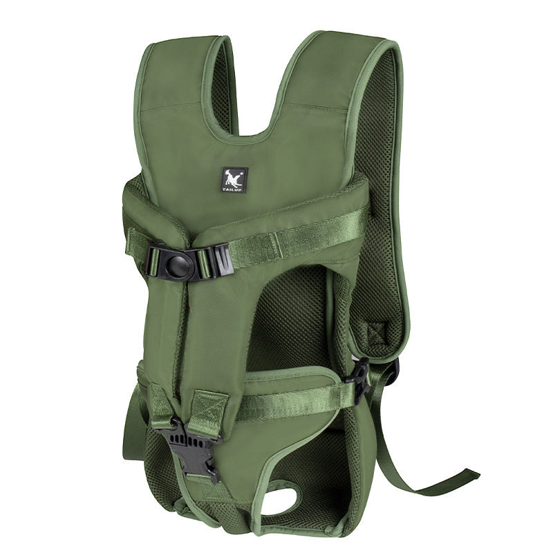 Sac de transport chien 2 en 1, ventral ou dos, imperméable, vert