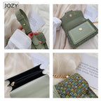 Petit sac bandoulière femme à maillons dorés et rabat aimanté