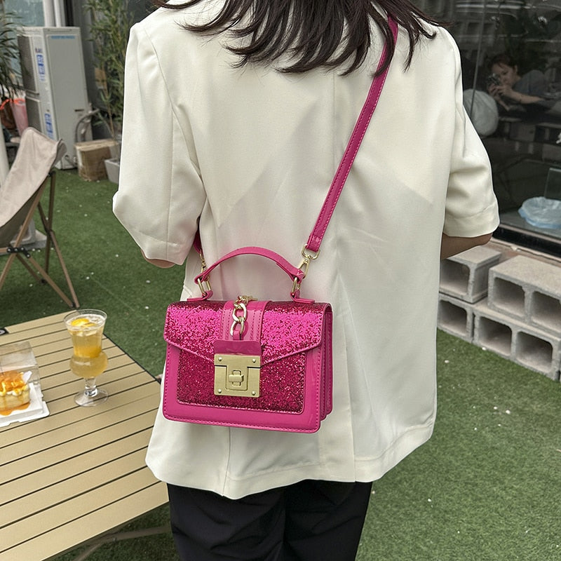 Sac à main à paillettes femme, forme mini-mallette