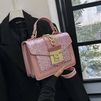 Sac à main à paillettes femme, forme mini-mallette, rose clair