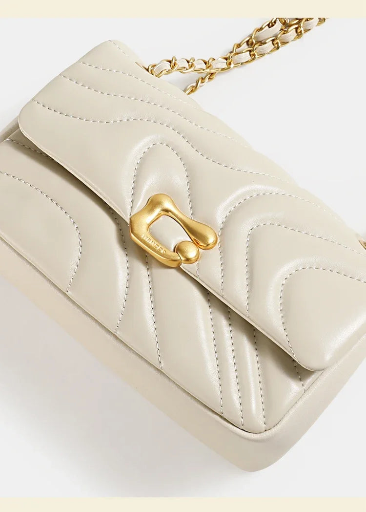 Sac matelassé femme à double chaîne entrelacée, trois coloris