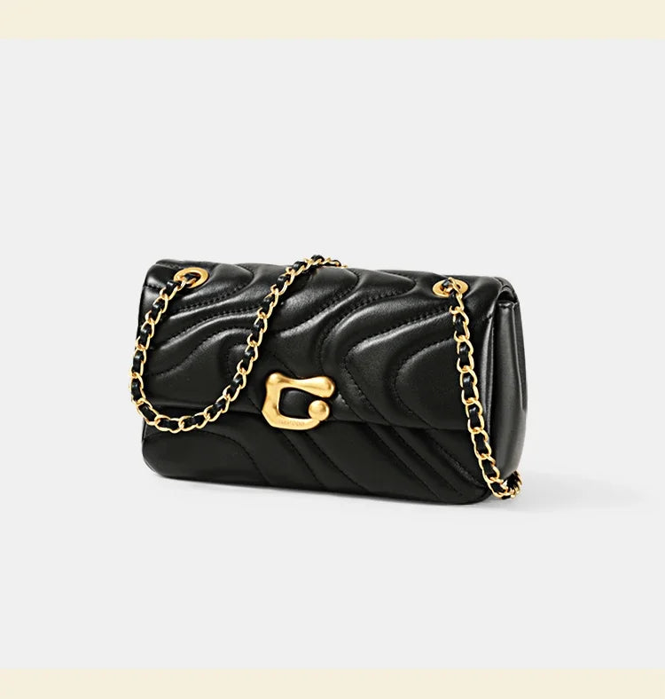 Sac matelassé femme à double chaîne entrelacée, trois coloris