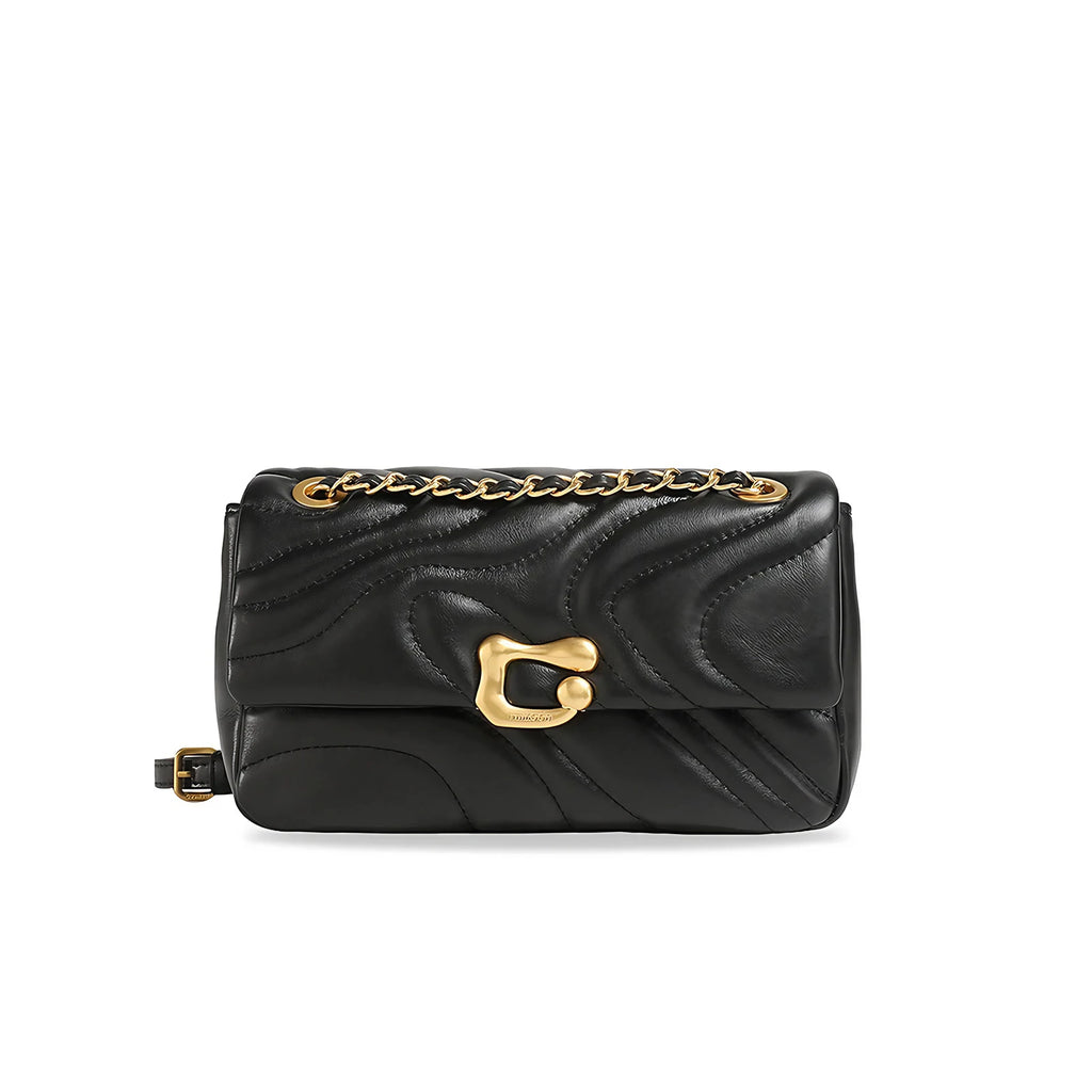 Sac matelassé femme à double chaîne entrelacée, trois coloris, noir