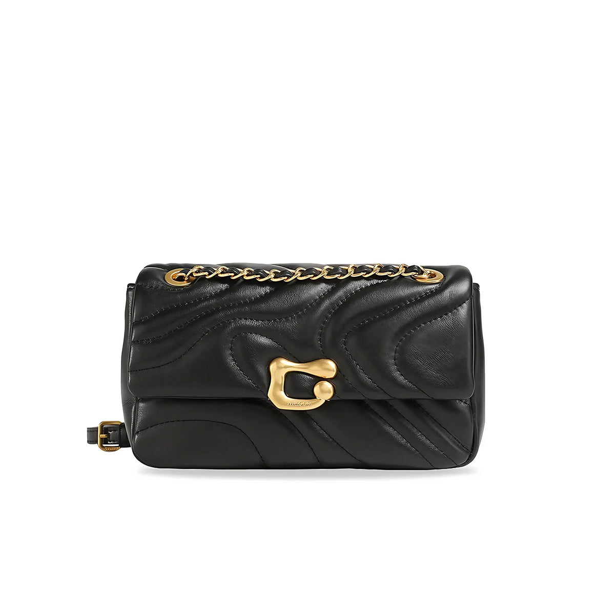Sac matelassé femme à double chaîne entrelacée, trois coloris, noir