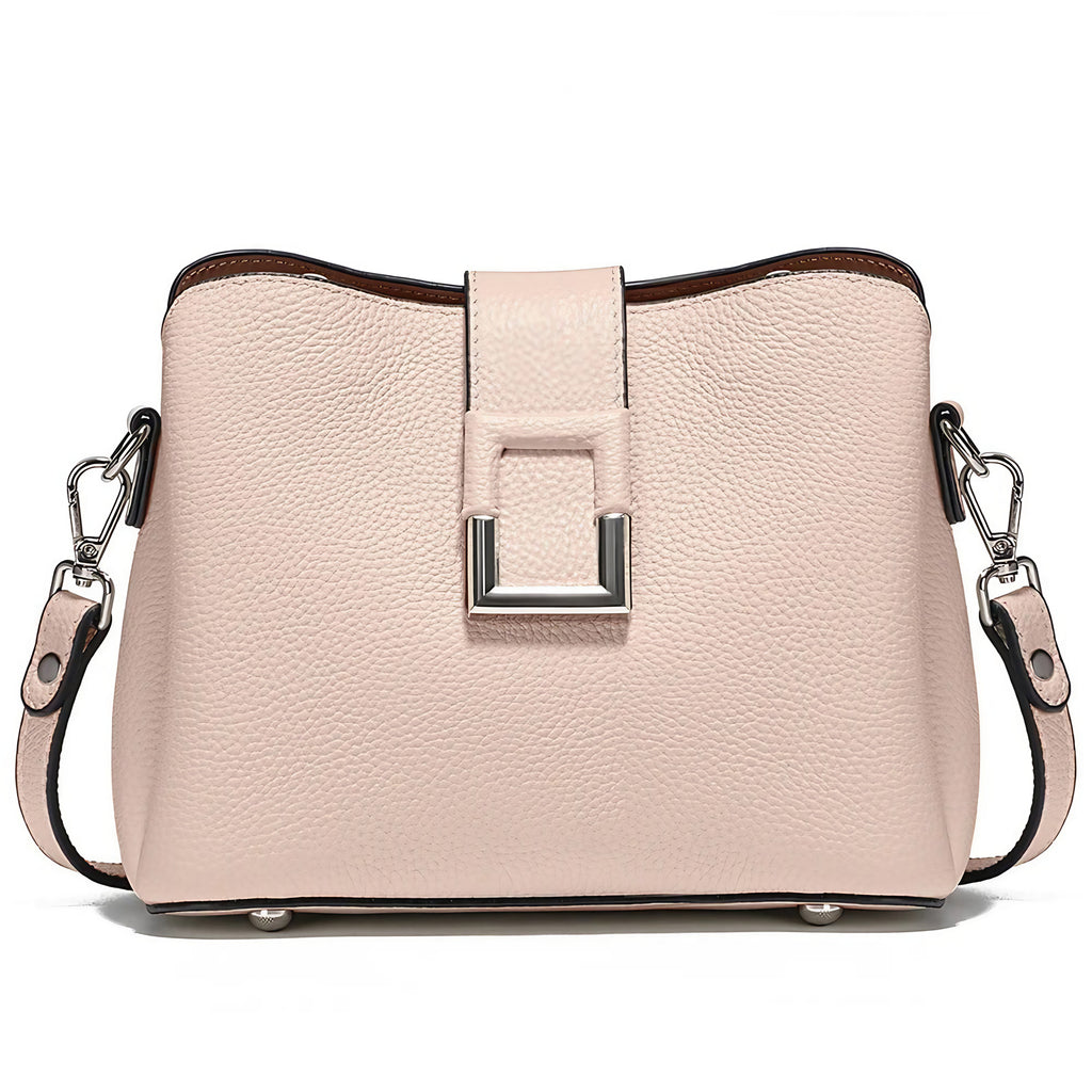 Sac besace femme en cuir, bandoulière réglable, cinq coloris, rose