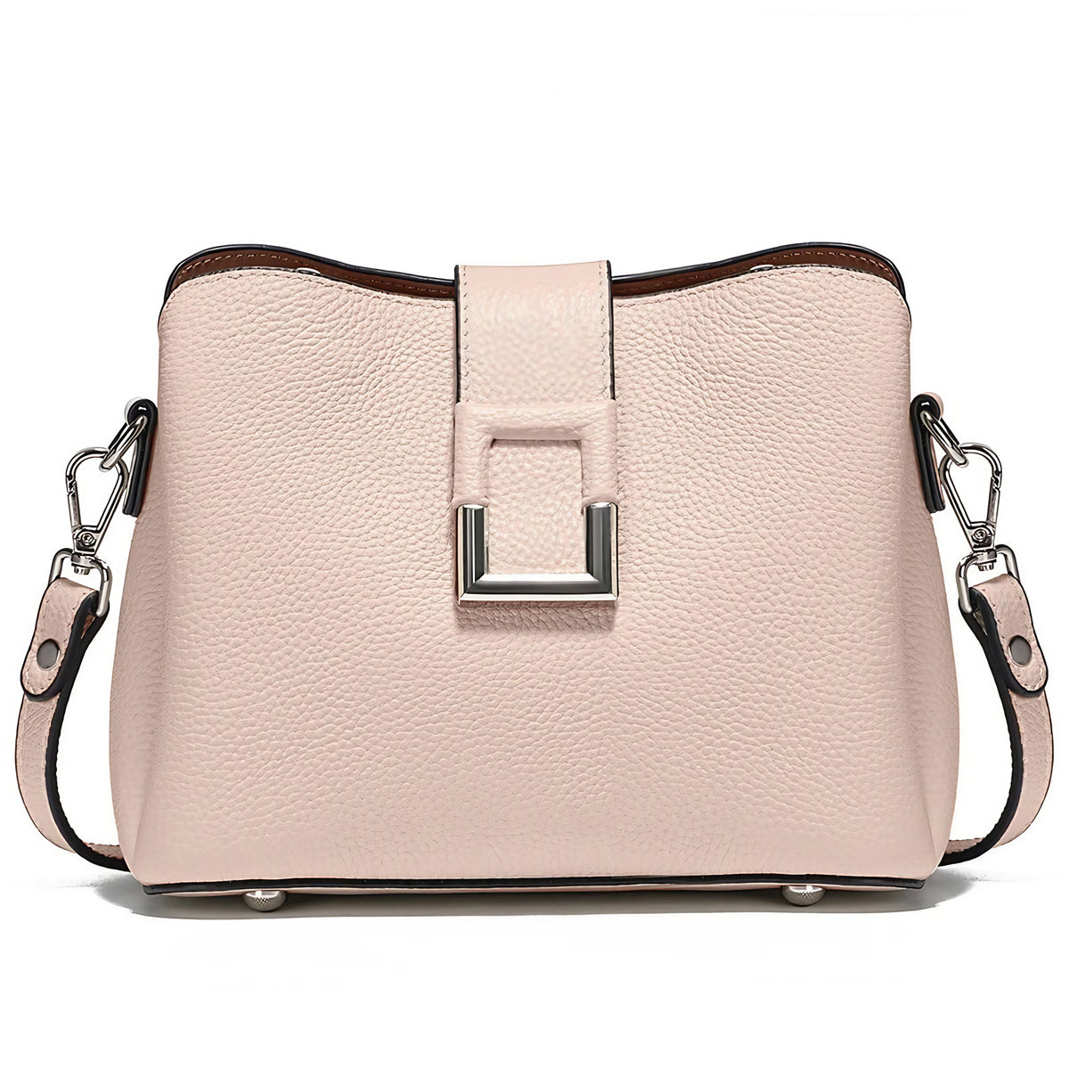 Sac besace femme en cuir, bandoulière réglable, cinq coloris, rose