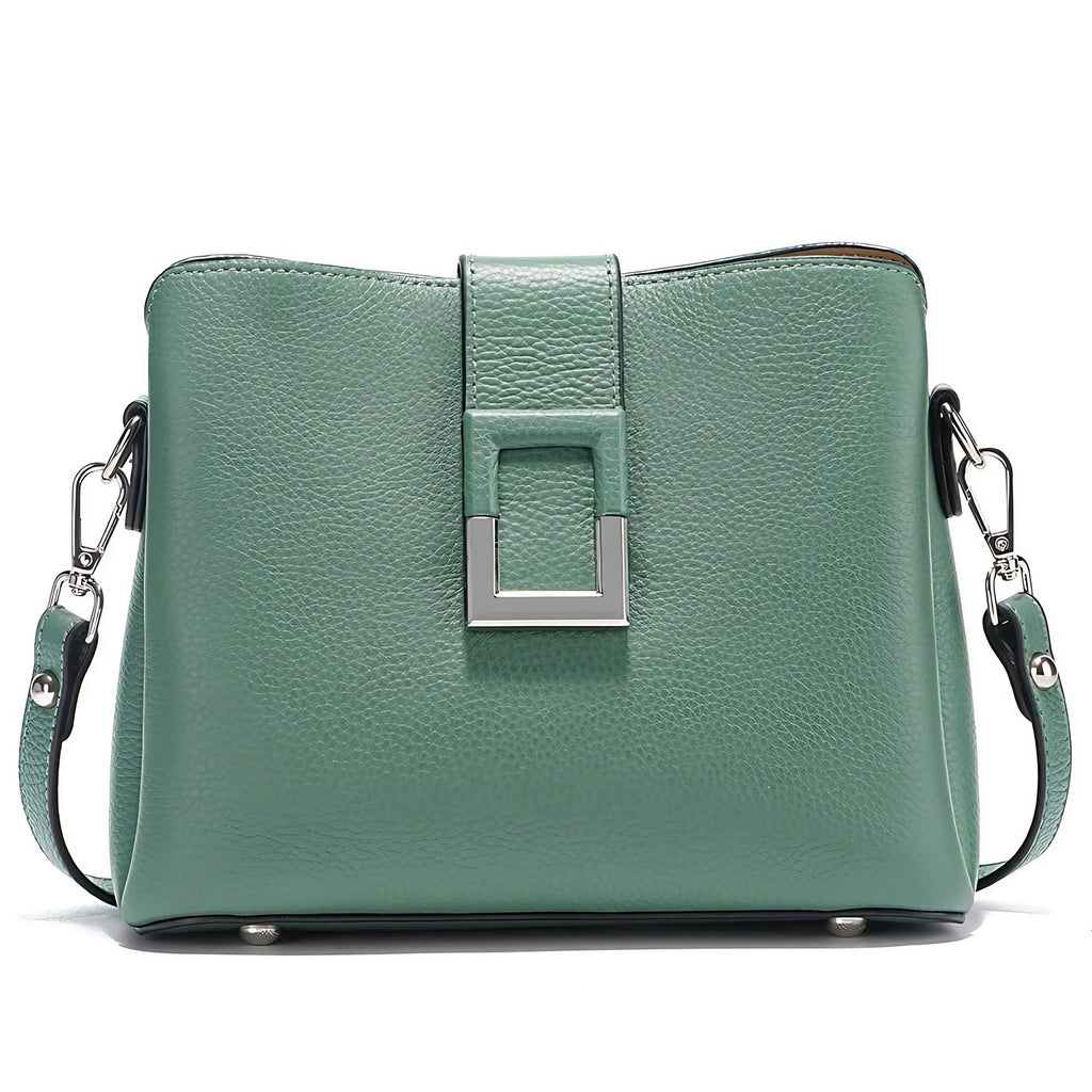 Sac besace femme en cuir, bandoulière réglable, cinq coloris, vert