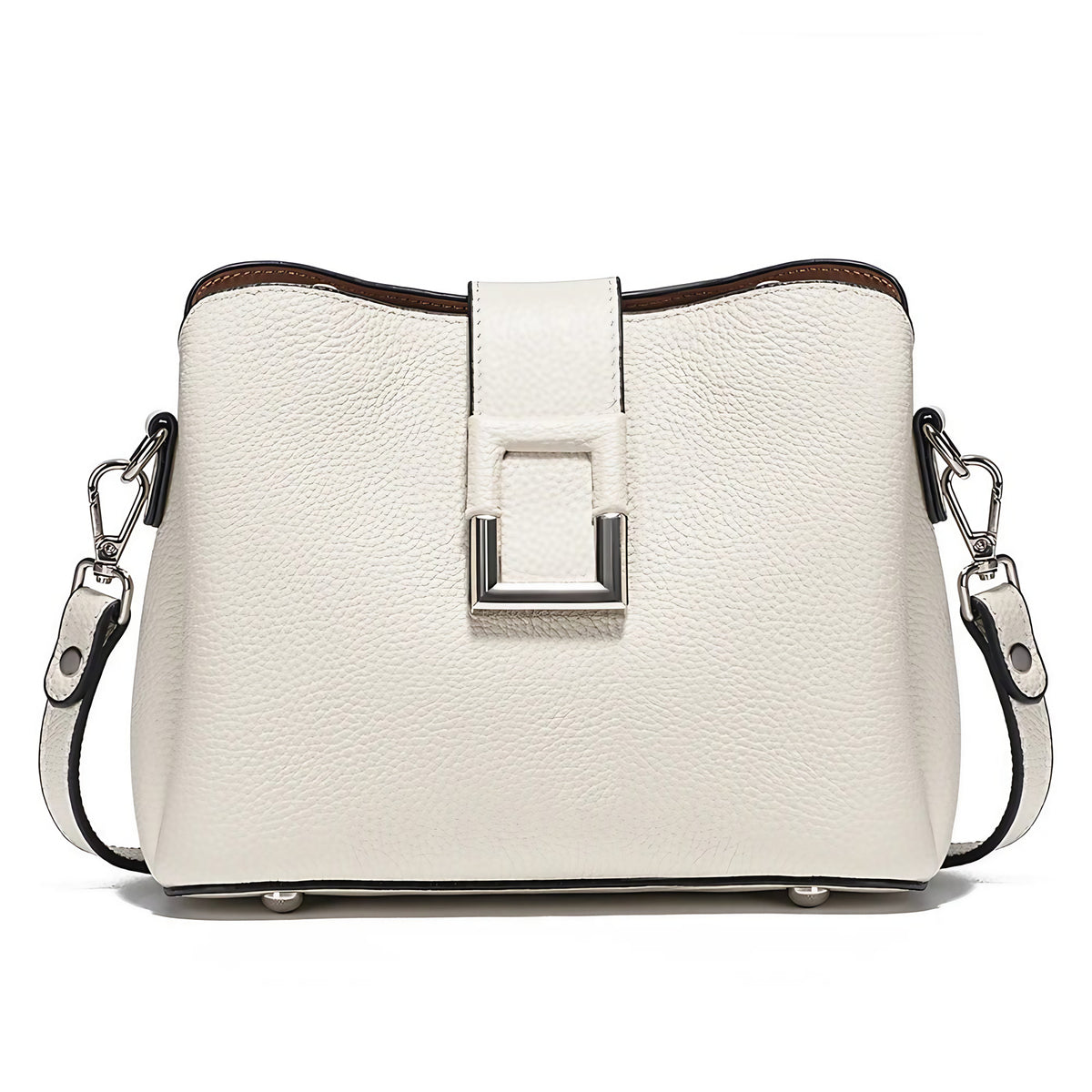 Sac besace femme en cuir, bandoulière réglable, cinq coloris, blanc