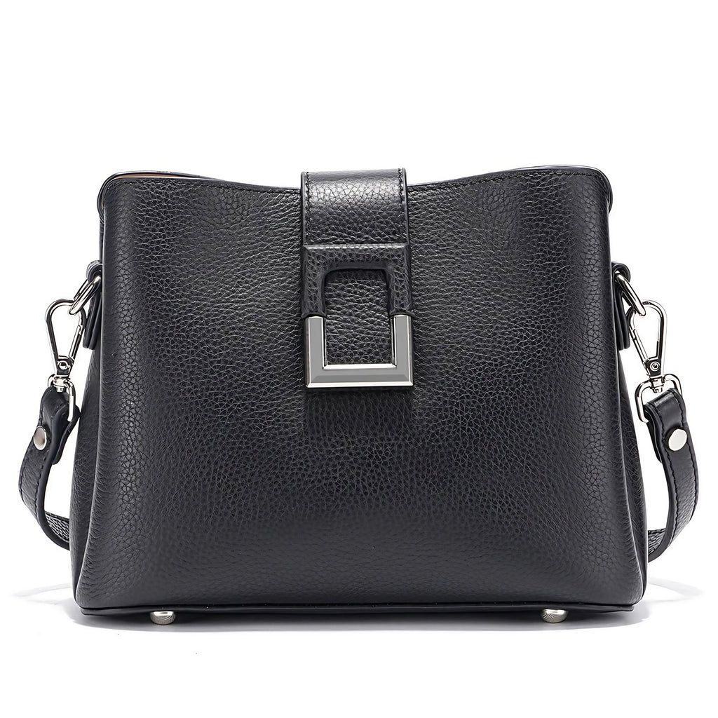 Sac besace femme en cuir, bandoulière réglable, cinq coloris, noir