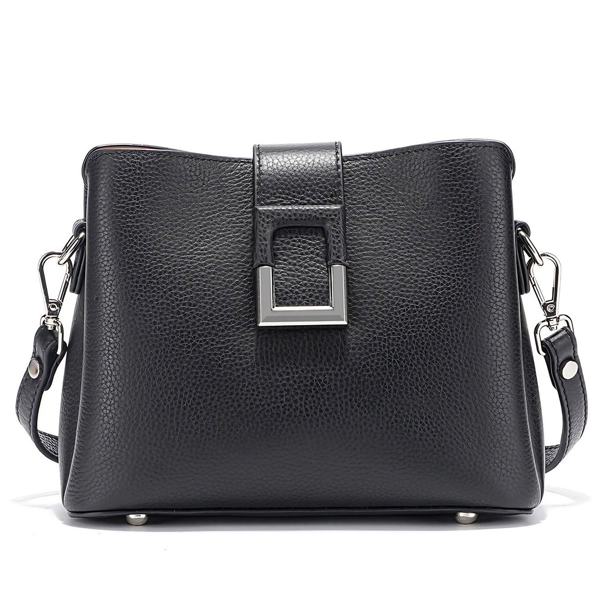 Sac besace femme en cuir, bandoulière réglable, cinq coloris, noir