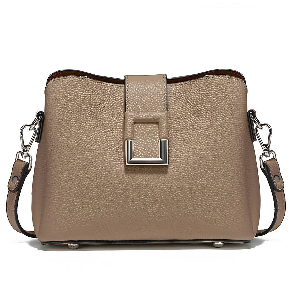 Sac besace femme en cuir, bandoulière réglable, cinq coloris, marron