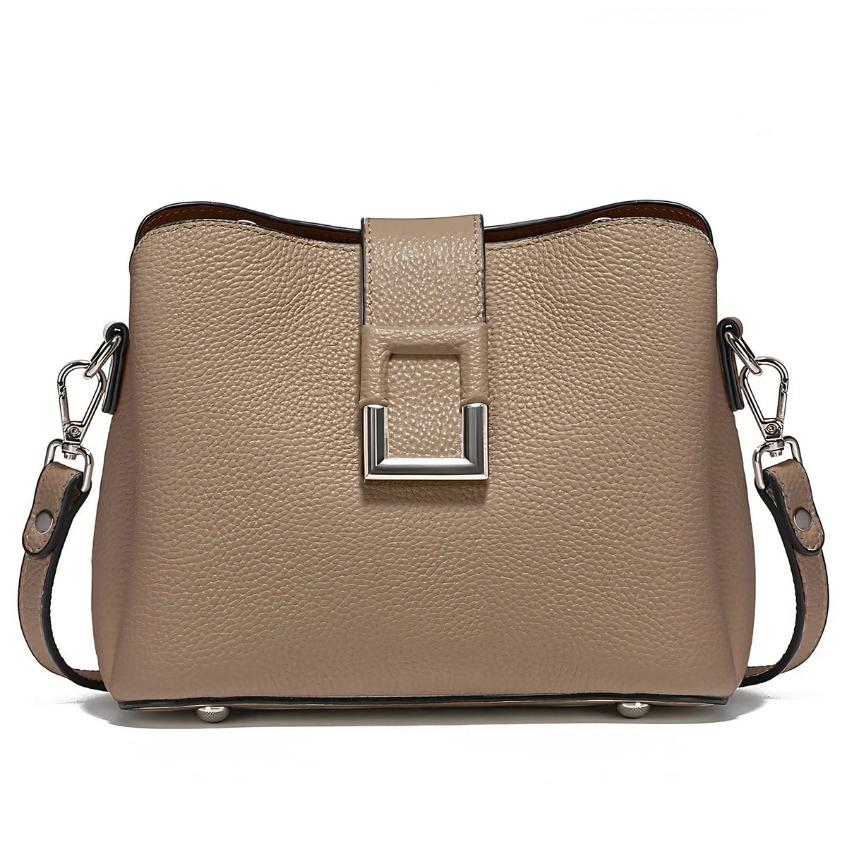 Sac besace femme en cuir, bandoulière réglable, cinq coloris, marron