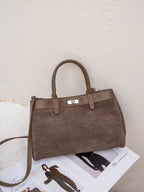 Sac à main femme à deux compartiments, bandoulière amovible, gris