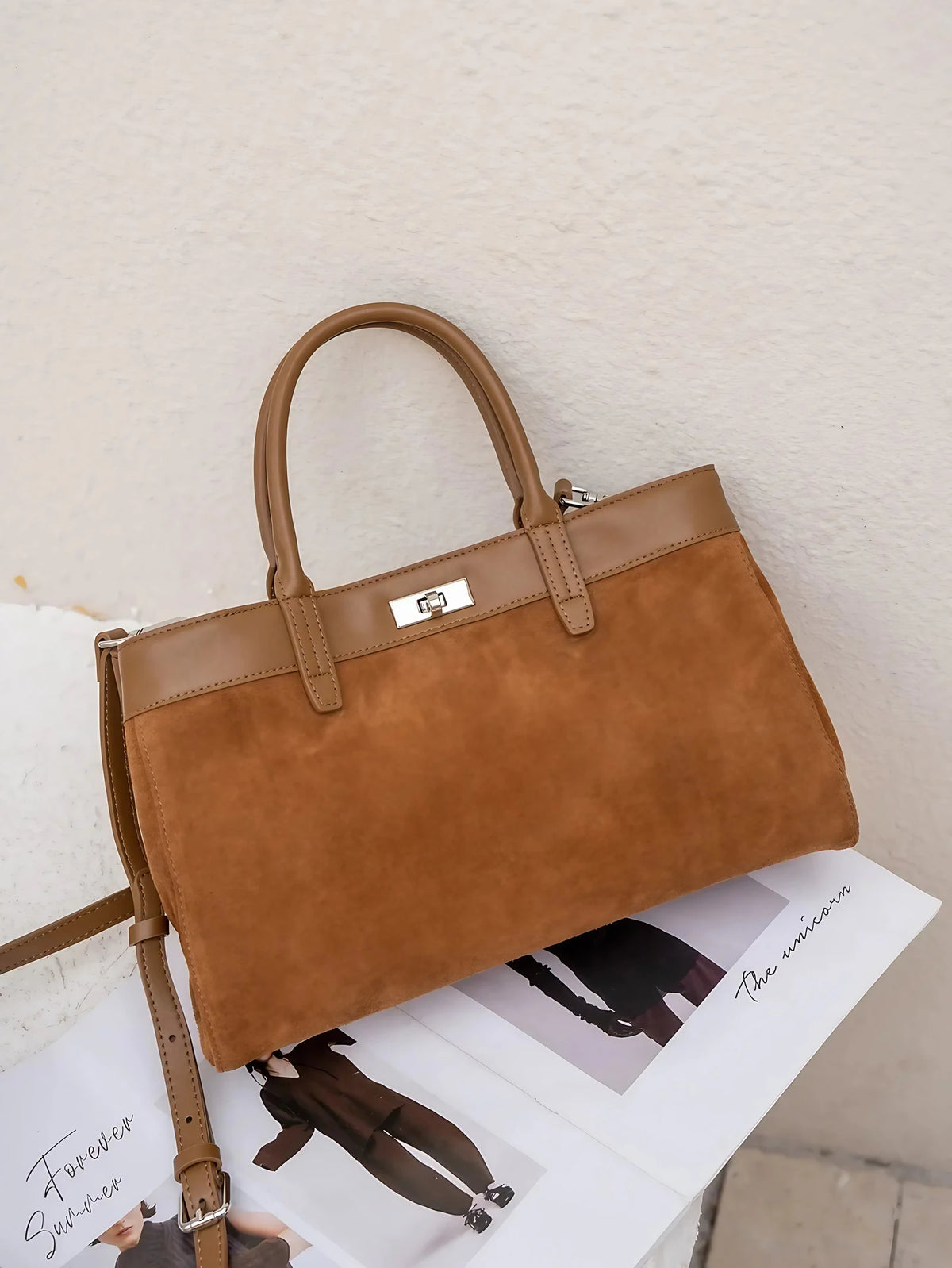 Sac à main femme à deux compartiments, bandoulière amovible, camel