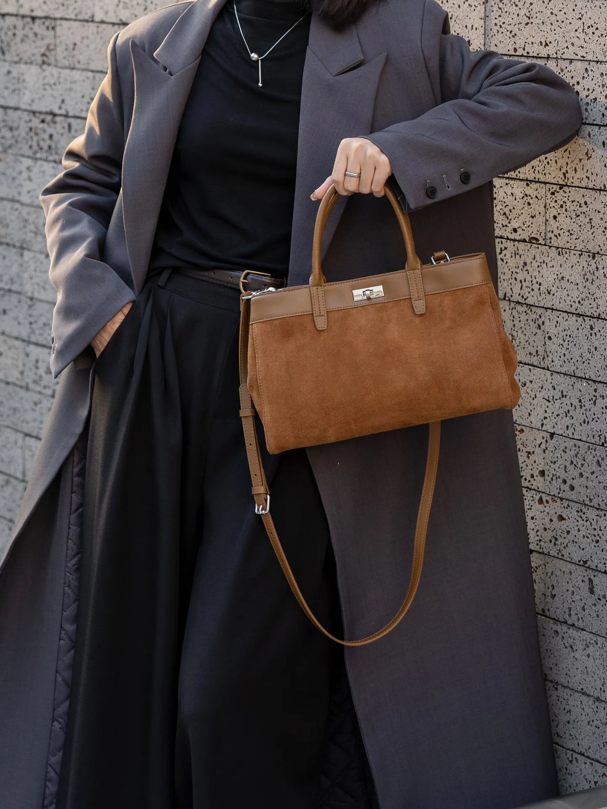 Sac à main femme à deux compartiments, bandoulière amovible