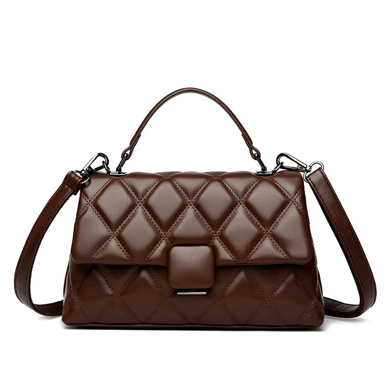 Sac capitonné femme à deux compartiments, six coloris, marron