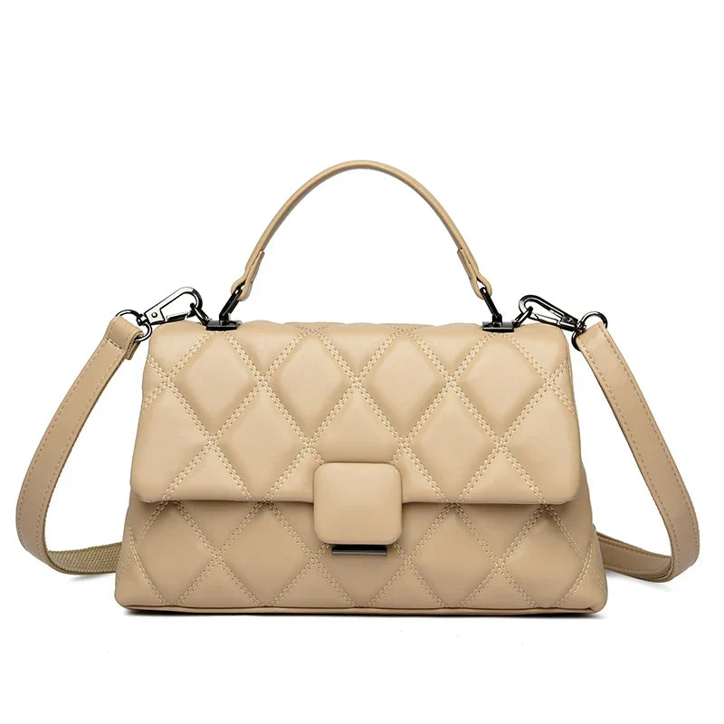 Sac capitonné femme à deux compartiments, six coloris, beige