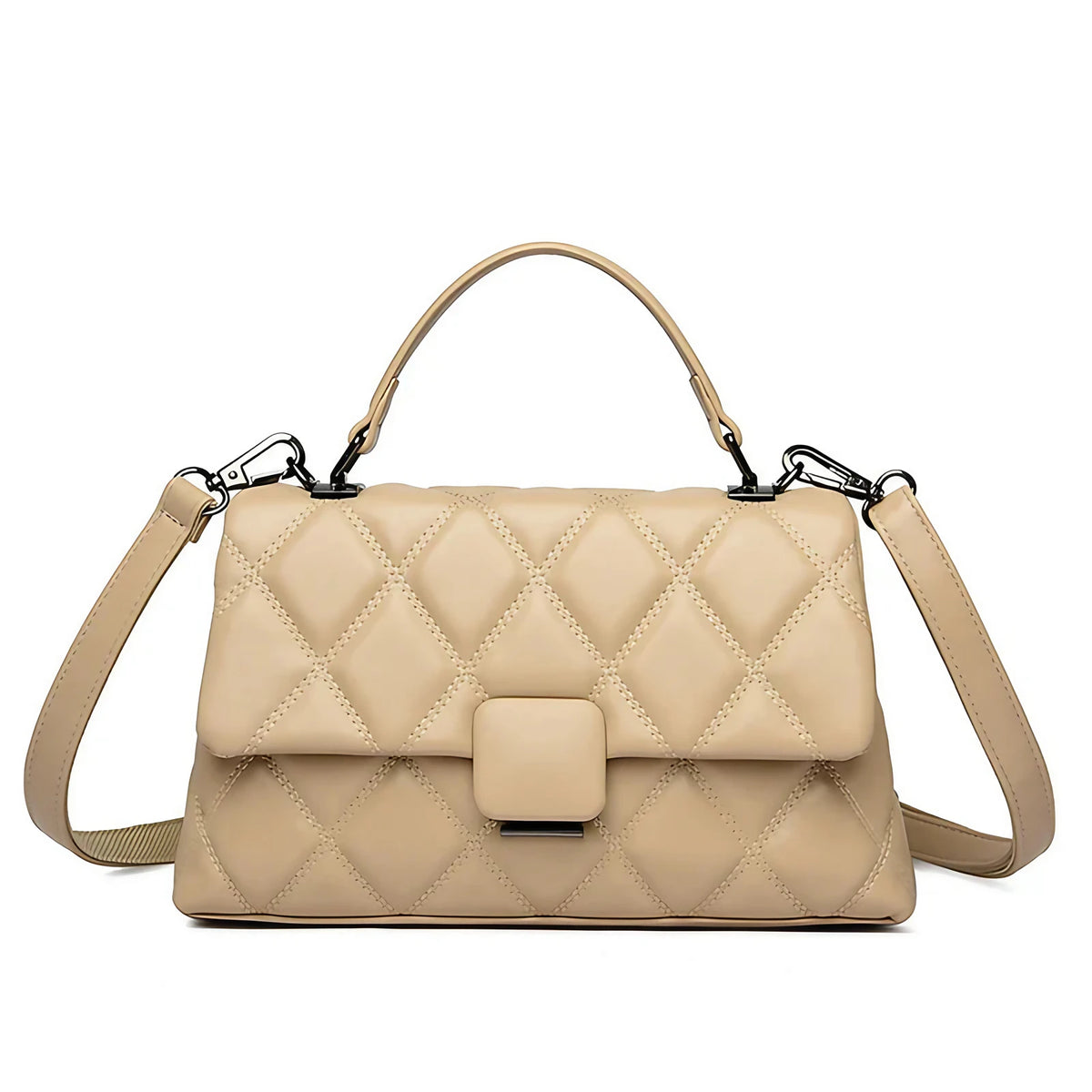 Sac capitonné femme à deux compartiments, six coloris, beige