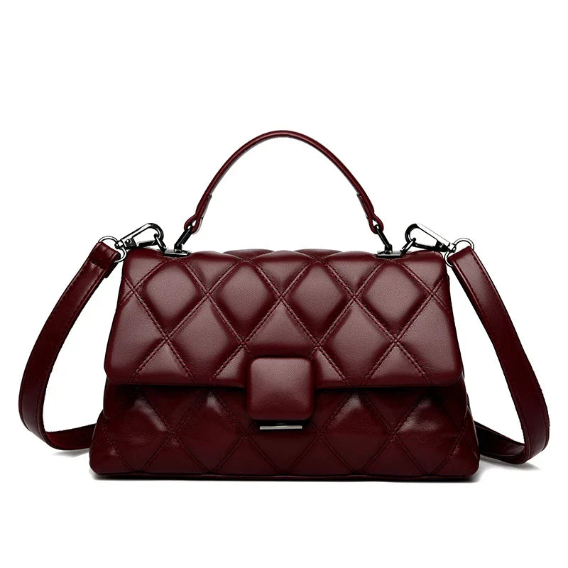 Sac capitonné femme à deux compartiments, six coloris, bordeaux