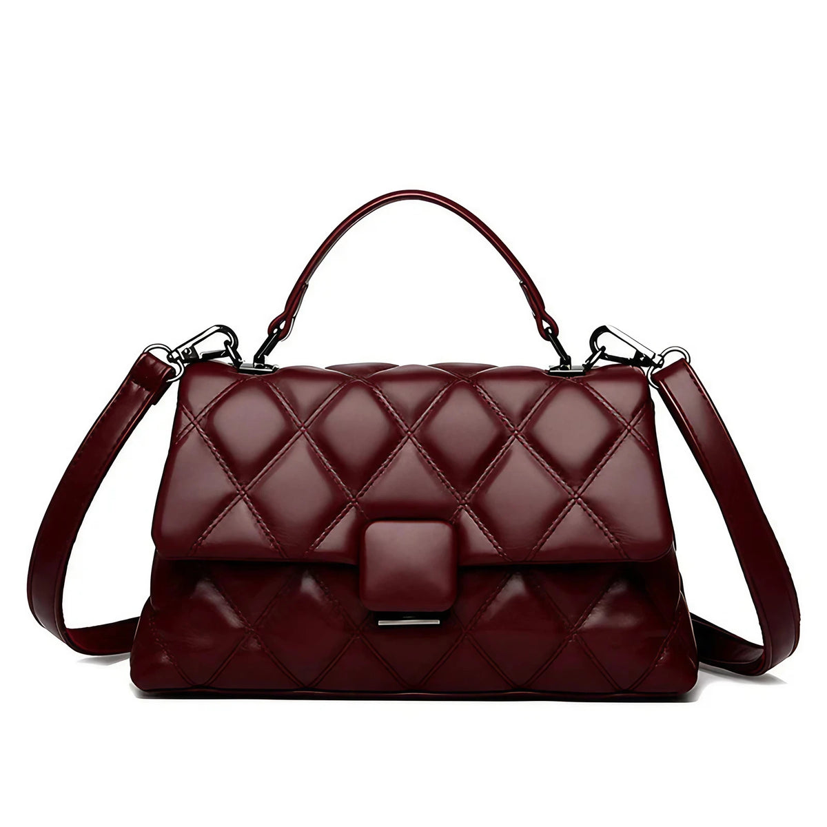 Sac capitonné femme à deux compartiments, six coloris, bordeaux