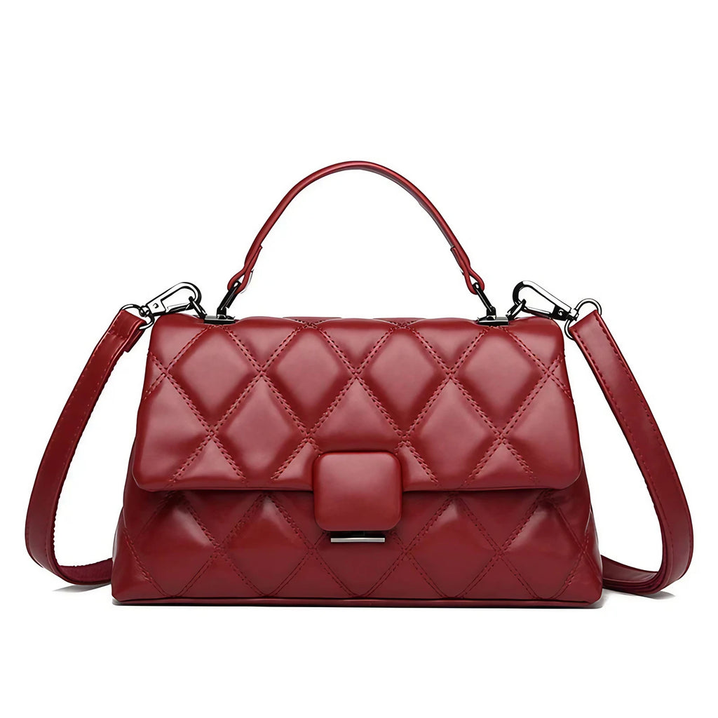Sac capitonné femme à deux compartiments, six coloris, rouge
