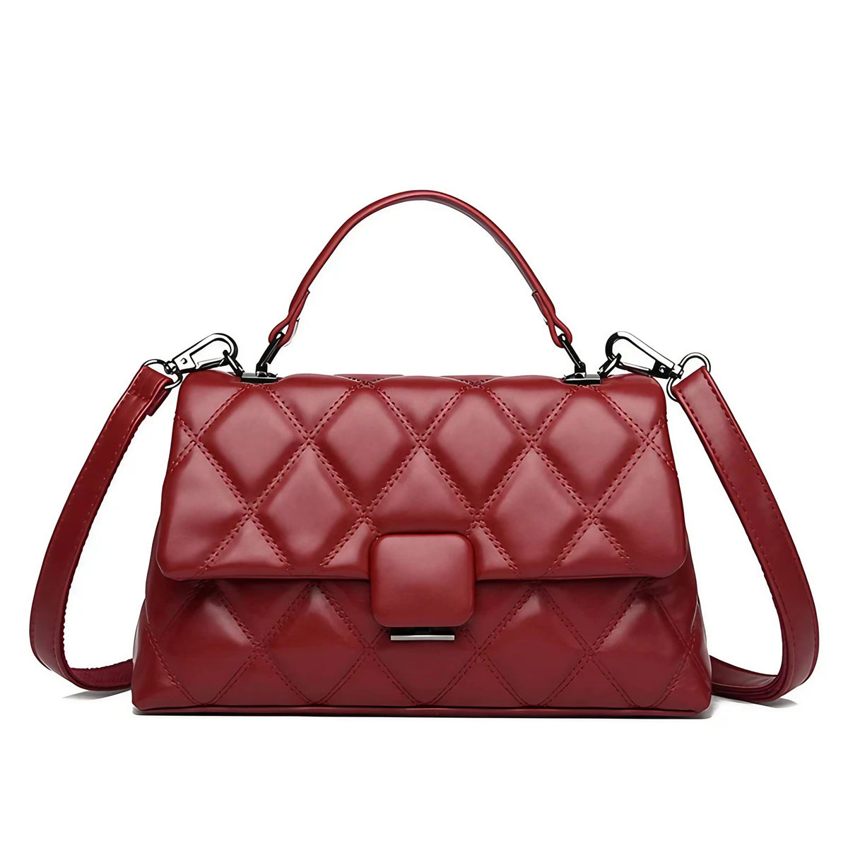 Sac capitonné femme à deux compartiments, six coloris, rouge