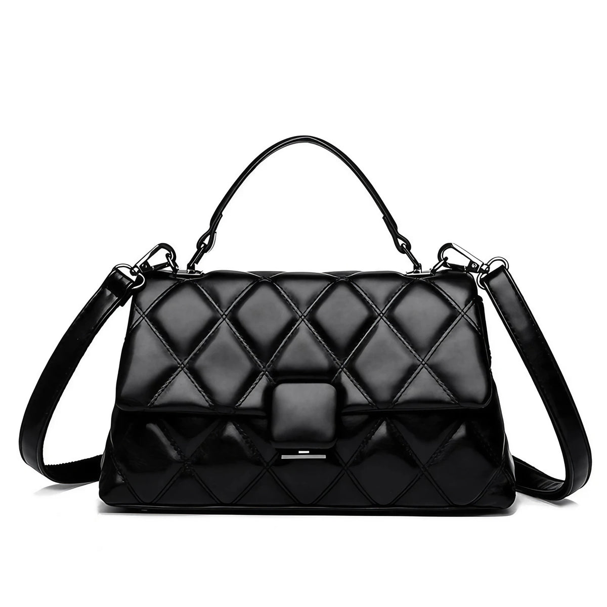 Sac capitonné femme à deux compartiments, six coloris, noir