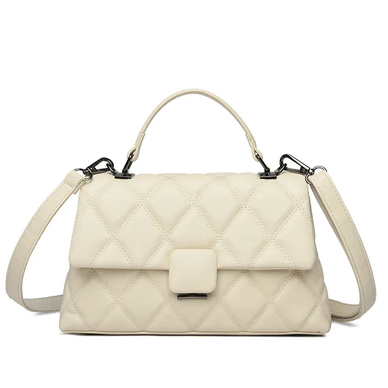 Sac capitonné femme à deux compartiments, six coloris, écru
