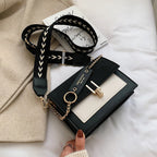 Petit sac à main carré femme, noir et blanc, 18 x 14 cm, noir et blanc