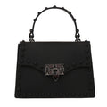 Sac cartable noir femme à clous, deux tailles, noir