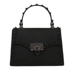Sac cartable noir femme à clous, deux tailles, noir