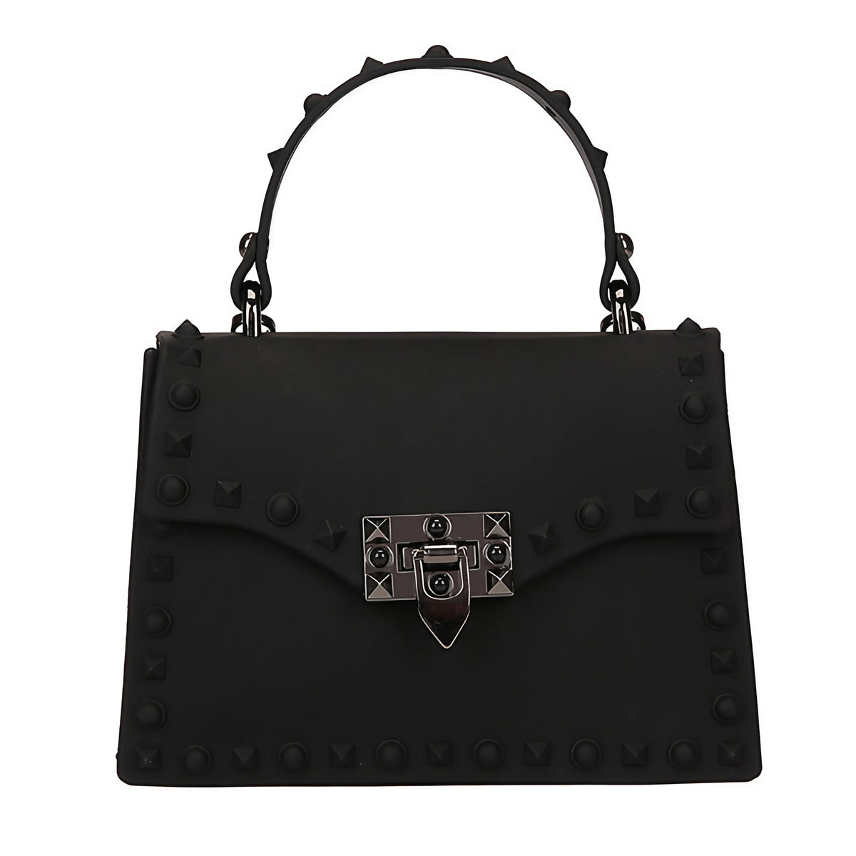 Sac cartable noir femme à clous, deux tailles, noir