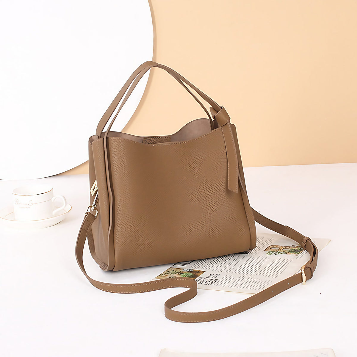 Petit sac à main femme carré, bandoulière amovible, six coloris, marron