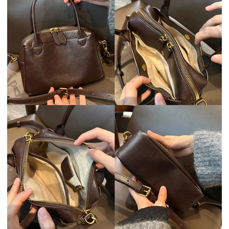 Petit sac à main femme semi-mat à deux anses, 19 x 13 cm