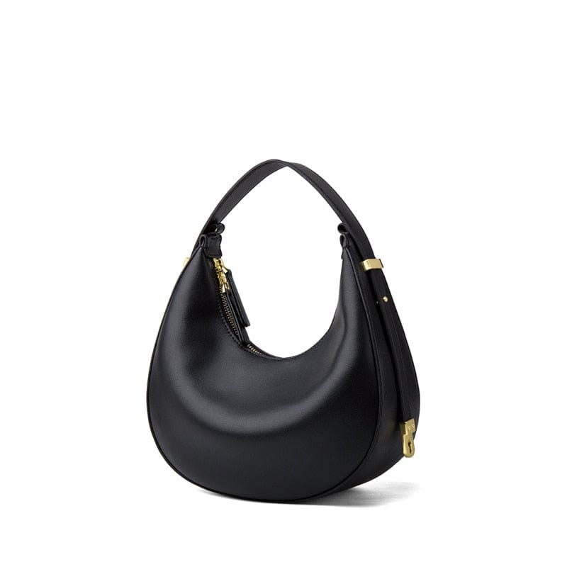 Sac à main demi-lune femme zippé, porte-clés intégré
