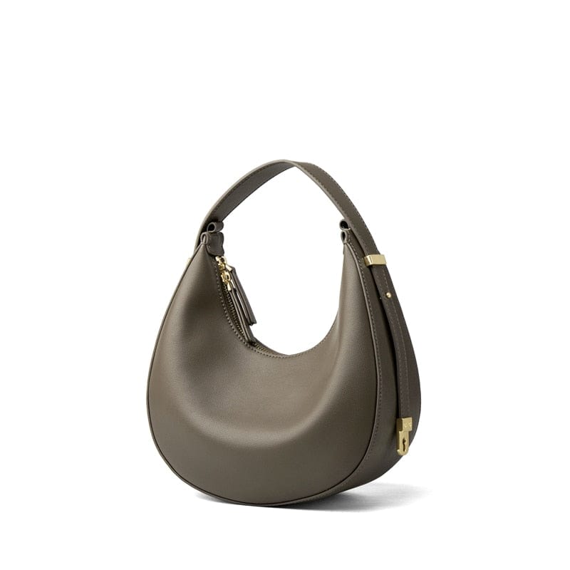 Sac à main demi-lune femme zippé, porte-clés intégré