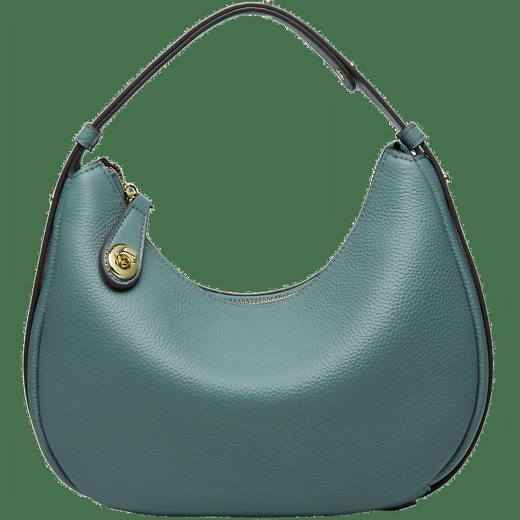 Sac à main demi-lune femme zippé, porte-clés intégré, vert