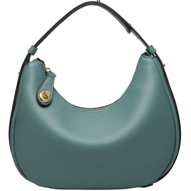 Sac à main demi-lune femme zippé, porte-clés intégré, vert