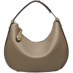 Sac à main demi-lune femme zippé, porte-clés intégré, gris clair