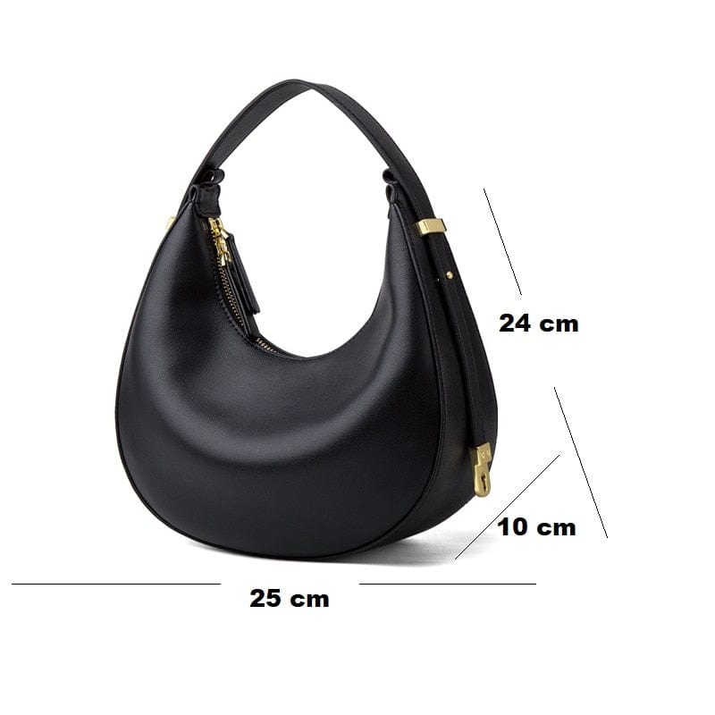 Sac à main demi-lune femme zippé, porte-clés intégré