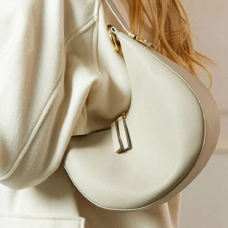 Sac à main demi-lune femme zippé, porte-clés intégré