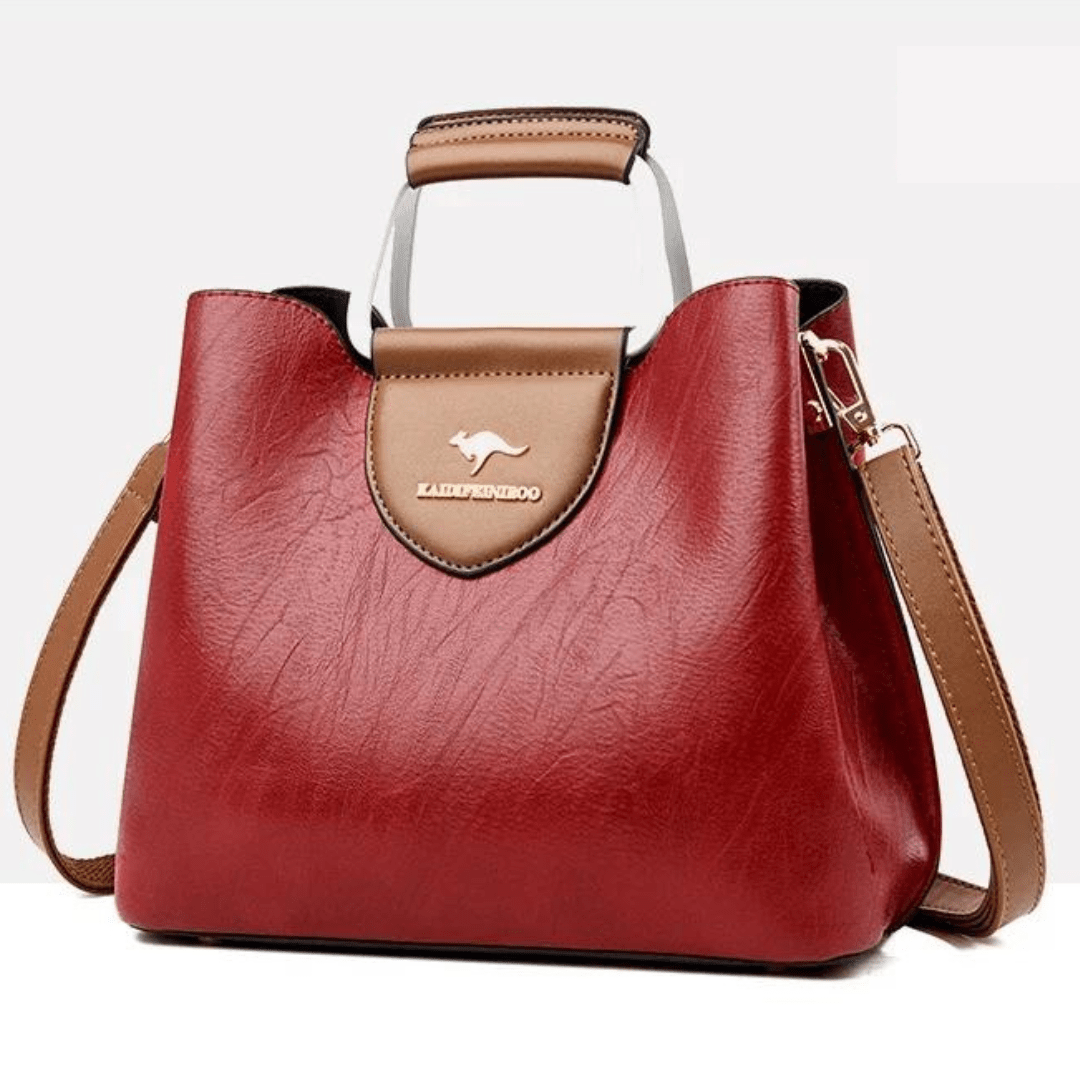 Sac à main femme structuré compact, poignée et bandoulière amovible, rouge