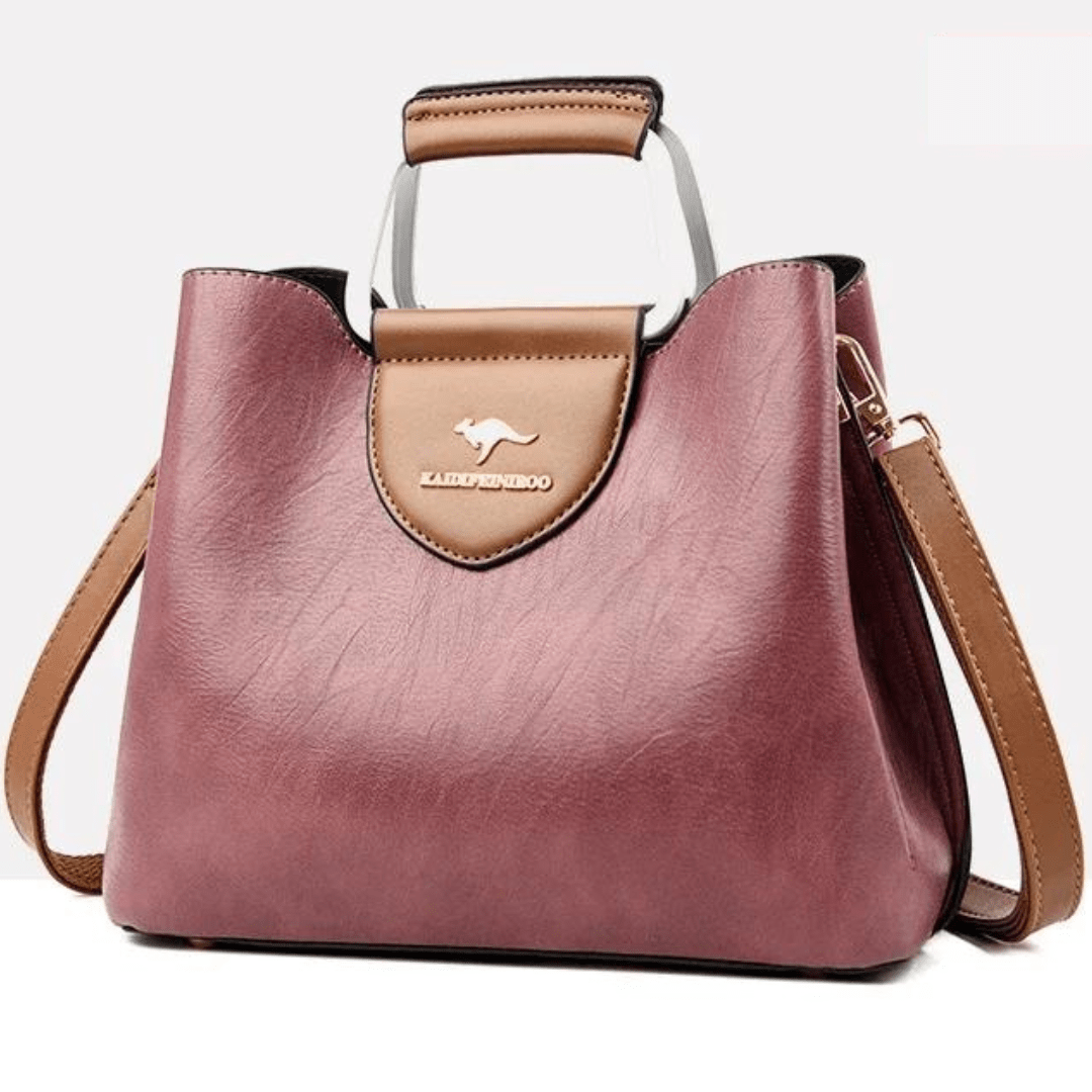 Sac à main femme structuré compact, poignée et bandoulière amovible, violet
